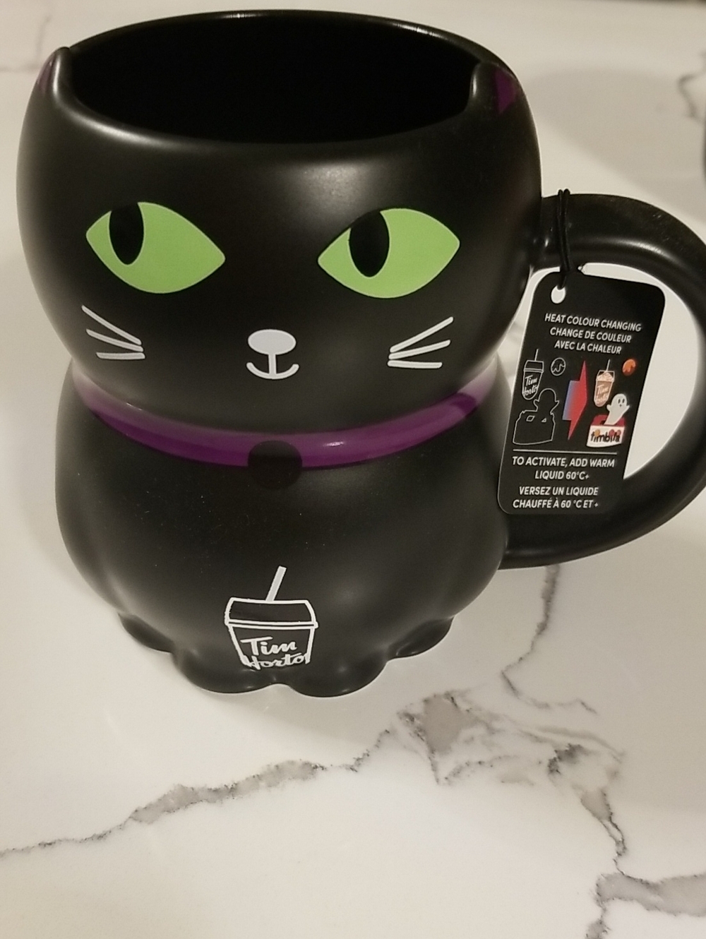 Tim Hortons Black Cat Color-Changing Ceramic Mug